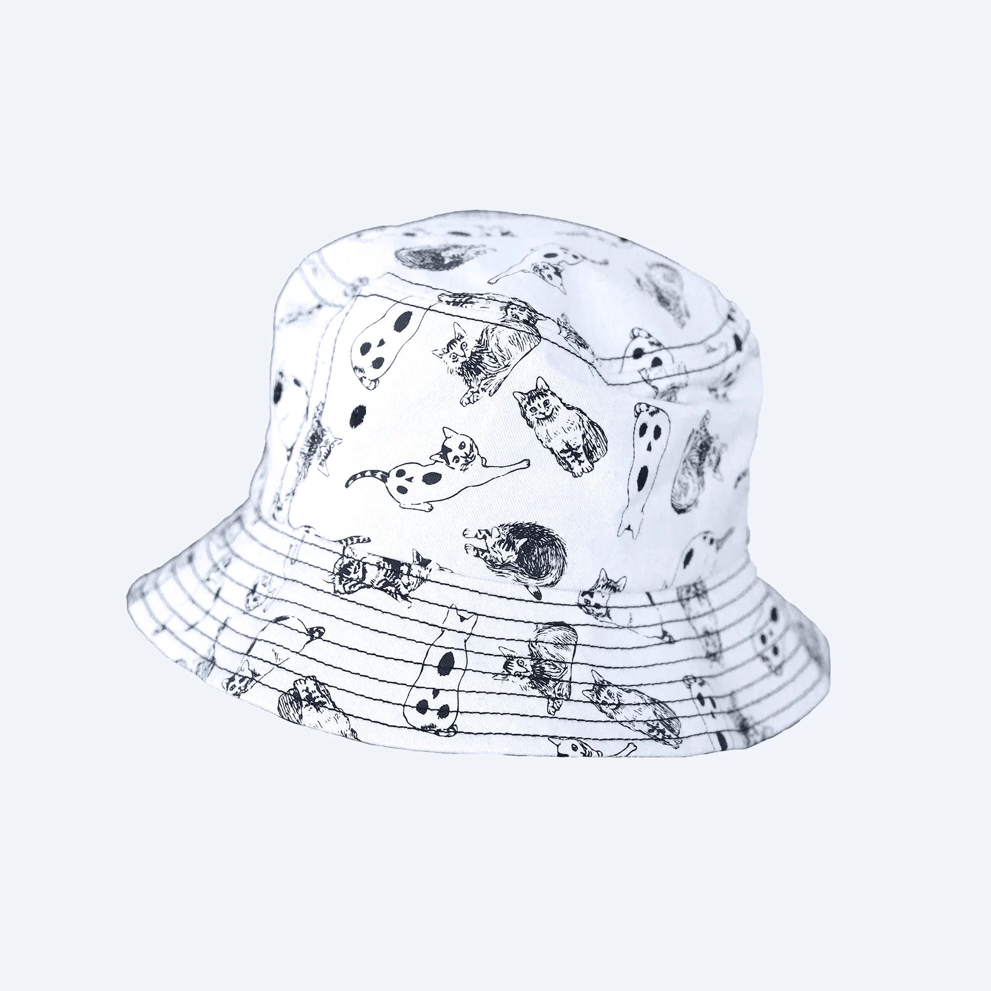 Junji Ito Yon & Mu Spooky Cat Bucket Hat - Image 4